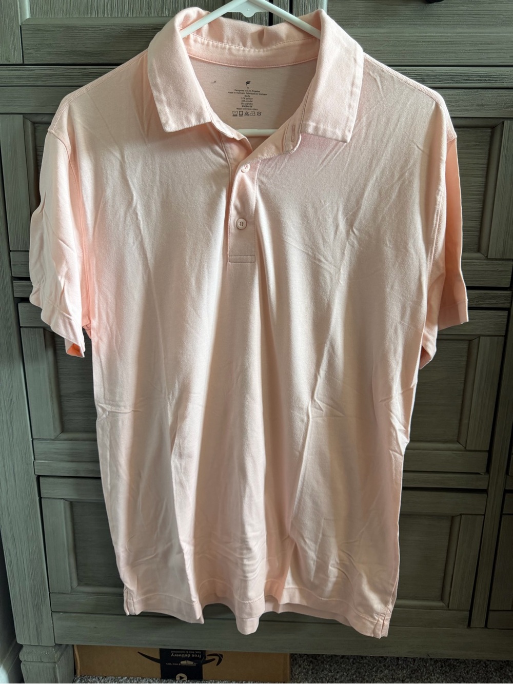 Fabletics Men's Pale Pink Short-Sleeve Polo